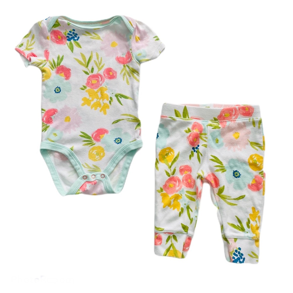 2 Pc Baby Girl Floral Bodysuit and Leggings